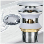 Pop up automatique avec trop plein bonde de vidage push open pour lavabo en cuivre chrom pop - up vier ...