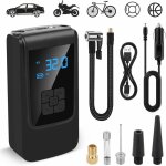 Portable air compressor, car tire inflator, with digital display and led light, 150 psi electric air ...