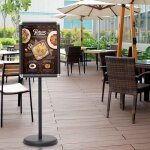 Porte - affiche sur pied a3 hauteur r�glable rotation � 360 degr�s en acier inox