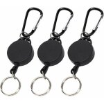 Porte - badge, porte - clés rétractable 3 pièces, mousqueton avec enrouleur télescopique, extensible, ... Porte - badge, porte - clés rétractable 3 pièces, mousqueton avec enrouleur télescopique, extensible, ...