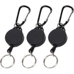 Porte badge enrouleur, 3 pcs porte - cl�s r�tractable, d�rouleur badge, porte cl� yoyo, mousqueton avec ...