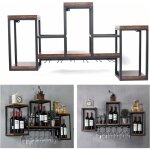 Porte - bouteilles en m�tal + bois, pour salle � manger, restaurant, bar, mural, en bois, vintage, en ...