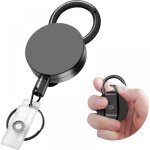 Porte - carte d'identit� r�tractable, robuste, avec clip ceinture, porte - cl�s, cordon m�tallique pour ...