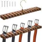 Porte ceinture en bois rangement ceinture avec 14 fente support de ceinture rotatif � 360 �, porte - ...