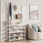 Porte - chapeaux au sol 3 en 1 avec 8 crochets blanc