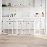 Porte pour chien pliable � 4 panneaux, blanche, 320 cm, bois de peuplier vidaxl