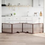 Porte pour chien pliable � 4 panneaux, marron, 320 cm, bois de peuplier vidaxl