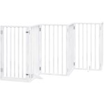 Porte pour chien pliable  6 panneaux, blanche, 300 cm, bois de peuplier vidaxl