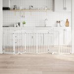 Porte pour chien pliable � 6 panneaux, blanche, 300 cm, bois de peuplier vidaxl