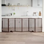 Porte pour chien pliable � 6 panneaux, marron, 300 cm, bois de peuplier vidaxl