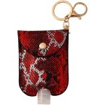 Porte - cl�s en cuir avec bouteille de voyage en plastique motif serpent (rouge)