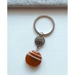 Porte - cl�s �l�gant pour femme en agate marron et cornaline rosette