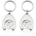 Porte - cl�s en m�tal en forme de c?ur, porte - cl�s jeton de chariot, pendentif amovible pour chariot ...