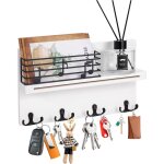 Porte - cl�s pour mur, porte - cl�s avec 4 crochets doubles et cl�ture, organiseur mural en bois avec ...