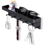 Porte cle mural en m�tal avec �tag�re de rangement, porte clef mural avec 6 crochets et porte revue, ...