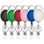 Porte - cls rtractable avec mousqueton et clip pour badge, diffrentes couleurs de 6 pices