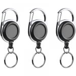 Porte - cl�s r�tractable robuste, mousqueton r�tractable, anneau porte - cl�s en c�ble m�tallique, noir, ...