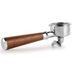 Porte - filtre 54 mm, � caf� double bec avec porte - filtres en acier inoxydable et poign�e noyer