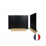Porte menu de table en bois brut dimensions 21 x 6, 5 x 2, 4 cm avec ardoise a4 - lot de 2 Porte menu de table en bois brut dimensions 21 x 6, 5 x 2, 4 cm avec ardoise a4 - lot de 2