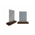 Porte menu de table en bois couleur ch�ne dimensions 21 x 6, 5 x 2, 4 cm avec plexi a5 - lot de 2