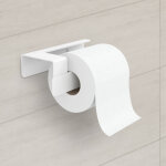 Porte - rouleau papier toilette adh�sif en acier et finition blanc mat poids maximum : 1kg mesures 16x5x8, ...