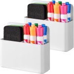 Porte - stylo magn�tique, blanc, 12, 5124cm, 2 pi�ce, porte - effaceur / marqueur magn�tique en plastique ...