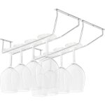 Porte verres suspendu en acier chrom� avec vis et chevilles (lot de 2) - support verre a pied suspendu ...