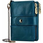 Portefeuille en cuir avec chane (bleu) - fei yu