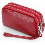 Portefeuille pour femme en cuir vritable (rouge) fei yu