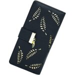 Portefeuille long zipp� en cuir avec feuilles d�coup�es (noir)