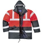 Portwest - parka haute visibilit� bicolore traffic rouge / bleu marine l