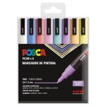 Posca marqueur pc - 3m / 8c non permanent pointe fine 0. 9mm - 1. 3mm couleurs pastel assorties - 8u ...
