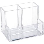 Pot � crayons transparent en acrylique � 3 compartiments, �pais et transparent, pour bureau ou comptoir. ...