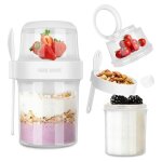 Pot de yaourt - 310ml + 560ml - gobelet  crales 2 en 1, en fourche - blanc