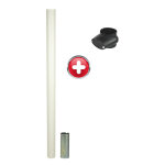 Poteau acier 1m30 blanc  sceller avec support panneau - 2228121