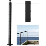 Poteau garde corps, 1067x50, 8x50, 8 mm, poteau rampe deescalier a cable avec trous pre - perces l, inox, ...