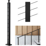 Poteau garde corps, 914x25, 4x50, 8 mm, poteau rampe deescalier cable avec trous pre - perces 30�, inox, ...