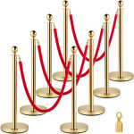 Poteau de guidage, 8 pcs poteaux deor de separation avec 1, 5 m 4 cordes velours rouges, 90 cm barriere ...