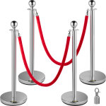 Mophorn - vevor poteau de guidage separation deargent 4 pcs avec 2 cordes velours rouges 1, 5 m, fils ...