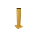 Poteau de protection h1000mm section diam 133 avec platine couleur jaune 1021 Poteau de protection h1000mm section diam 133 avec platine couleur jaune 1021