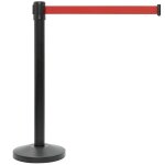 Potelet � sangle r�tractable - poteau noir avec sangle rouge