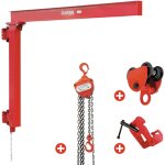 Potence murale 500 kg avec palan manuel � cha�ne 2, 5 m et chariot roulant + pince � poutre mw tools ...