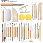 Pottery tools 33 piece set - clay stoneware sculpting knife shichimoto detail pin punch clay tools