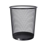 Poubelle en mtal grillag, corbeille  papier de bureau ronde, noire