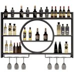 Casier � vin mural en m�tal, bars modernes porte - vin �tag�res flottantes en verre, pr�sentoir � vin ...