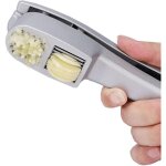 Presse - ail 2 en 1 : hachoir, broyeur et trancheur avec plucheur et brosse - antirouille, lavable au ...