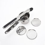 Presse puree manuel, crase pur�e en acier inoxydable avec 4 disques interchangeables, pour pommes de ...
