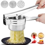 Presse - purée, presse purée manuel à pommes de terre avec 3 disques interchangeables, professionnel ... Presse - purée, presse purée manuel à pommes de terre avec 3 disques interchangeables, professionnel ...