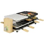 Raclette pure 8, 8 personnes, antiadhsif, aluminium, noir, gris, bois, style classique - princess