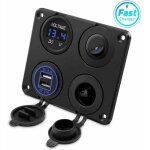 Prise allume - cigare, double port usb 4. 2a, prise dc 12v, interrupteur et affichage led voltmètre prise ... Prise allume - cigare, double port usb 4. 2a, prise dc 12v, interrupteur et affichage led voltmètre prise ...